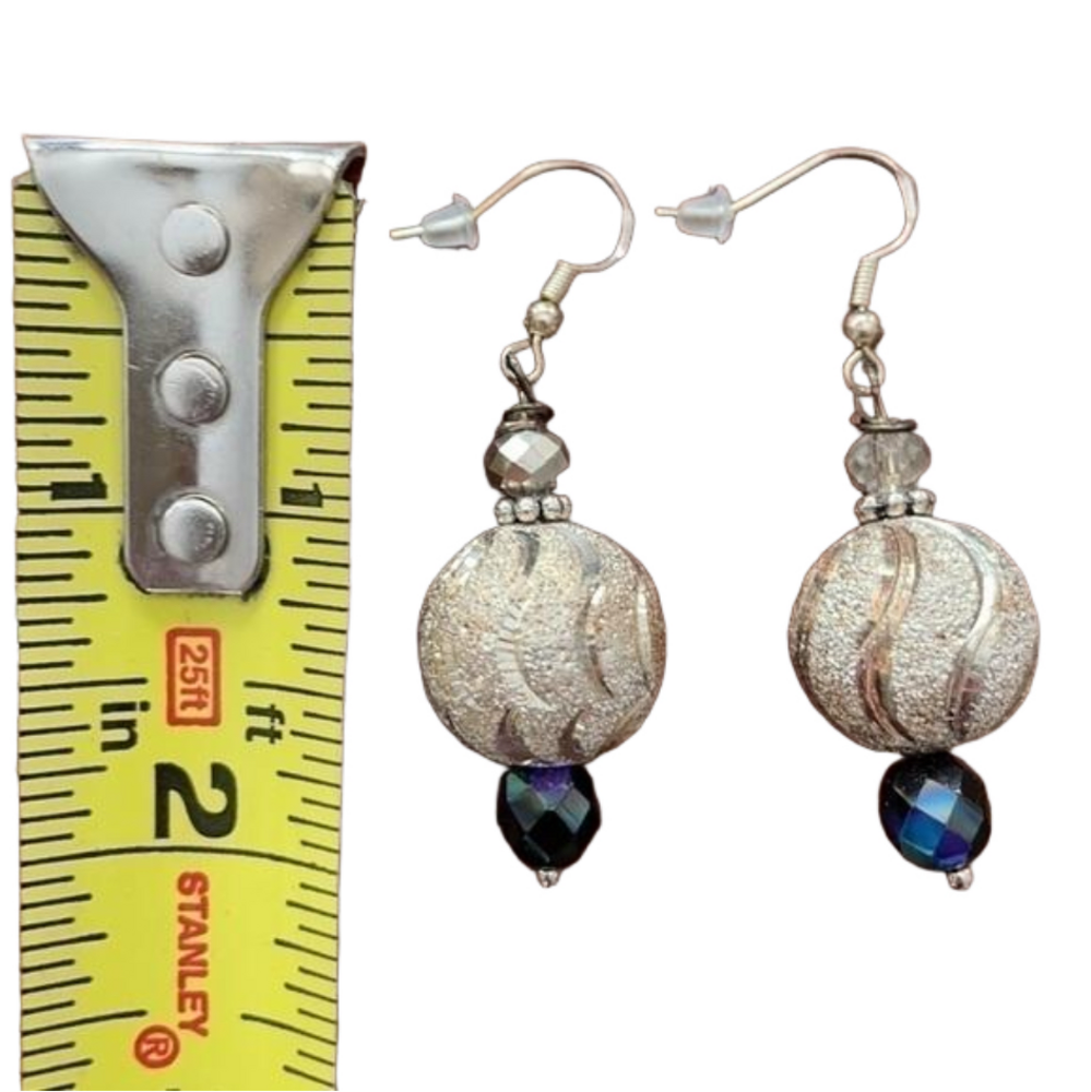 𝅺HANDMADE Sterling Silver Earrings Faceted Genuine Onyx Beads Modern Chic - Picture 7 of 8